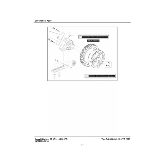 Pride Mobility KIT2506304 drive wheel mounting hardware (innuovo: l0100984) parts diagram