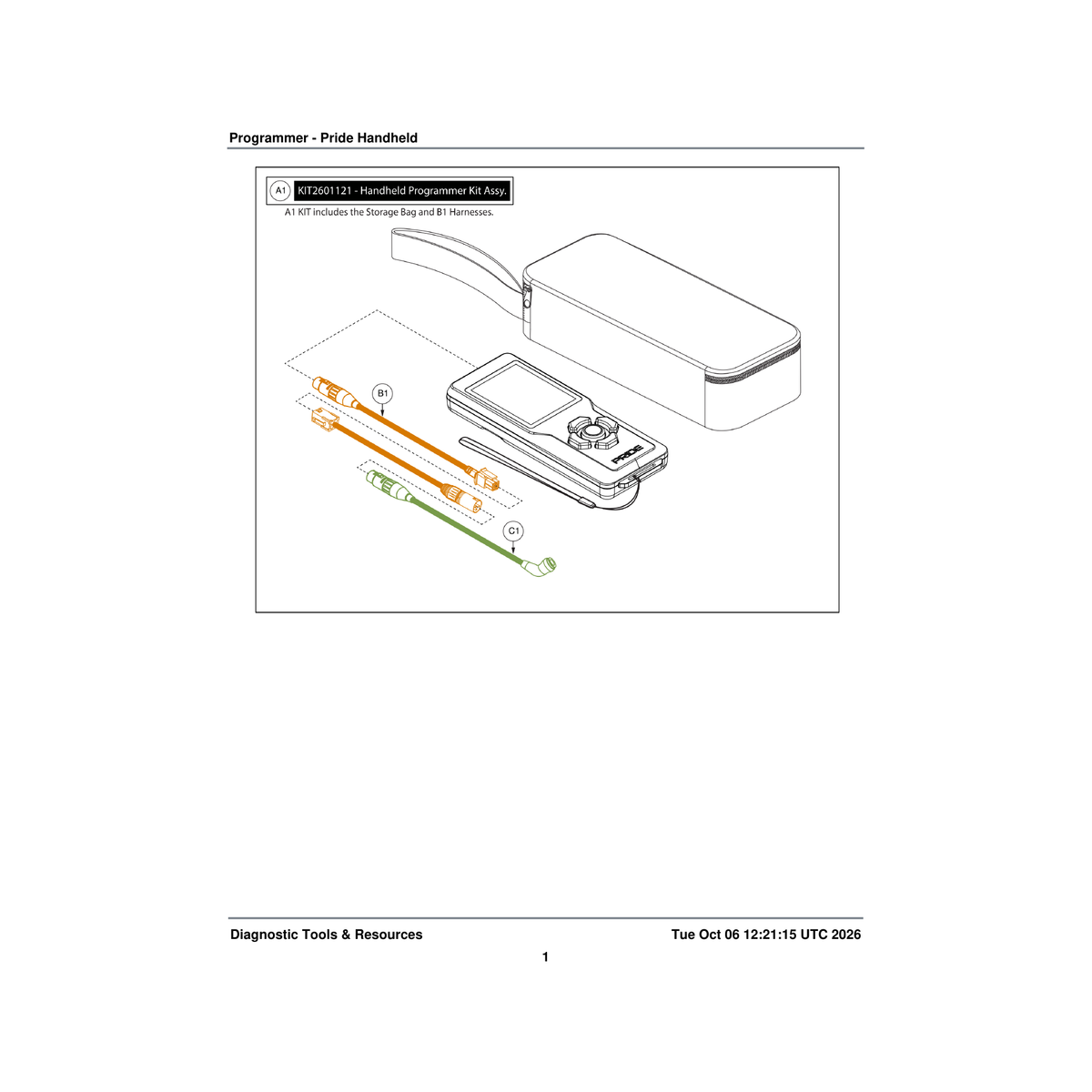 Pride Mobility KIT2603955 handheld programmer harnesses kit assembly parts diagram