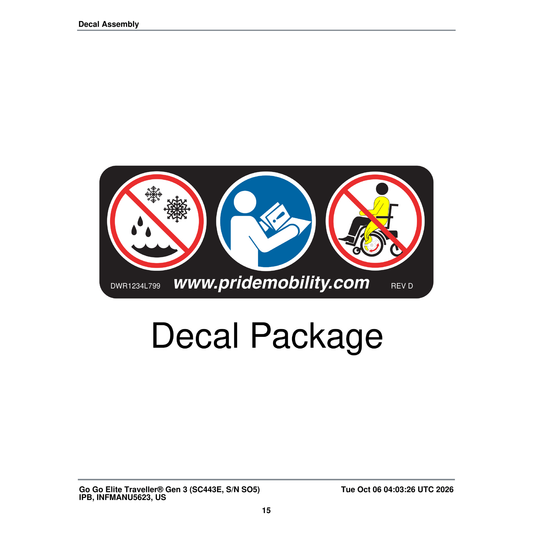 Pride Mobility LAB1805101 Decal parts diagram