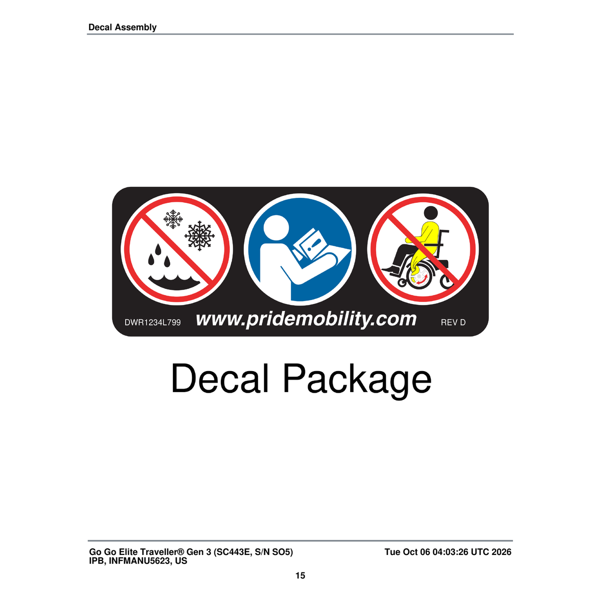 Pride Mobility LAB1810558 Decal parts diagram