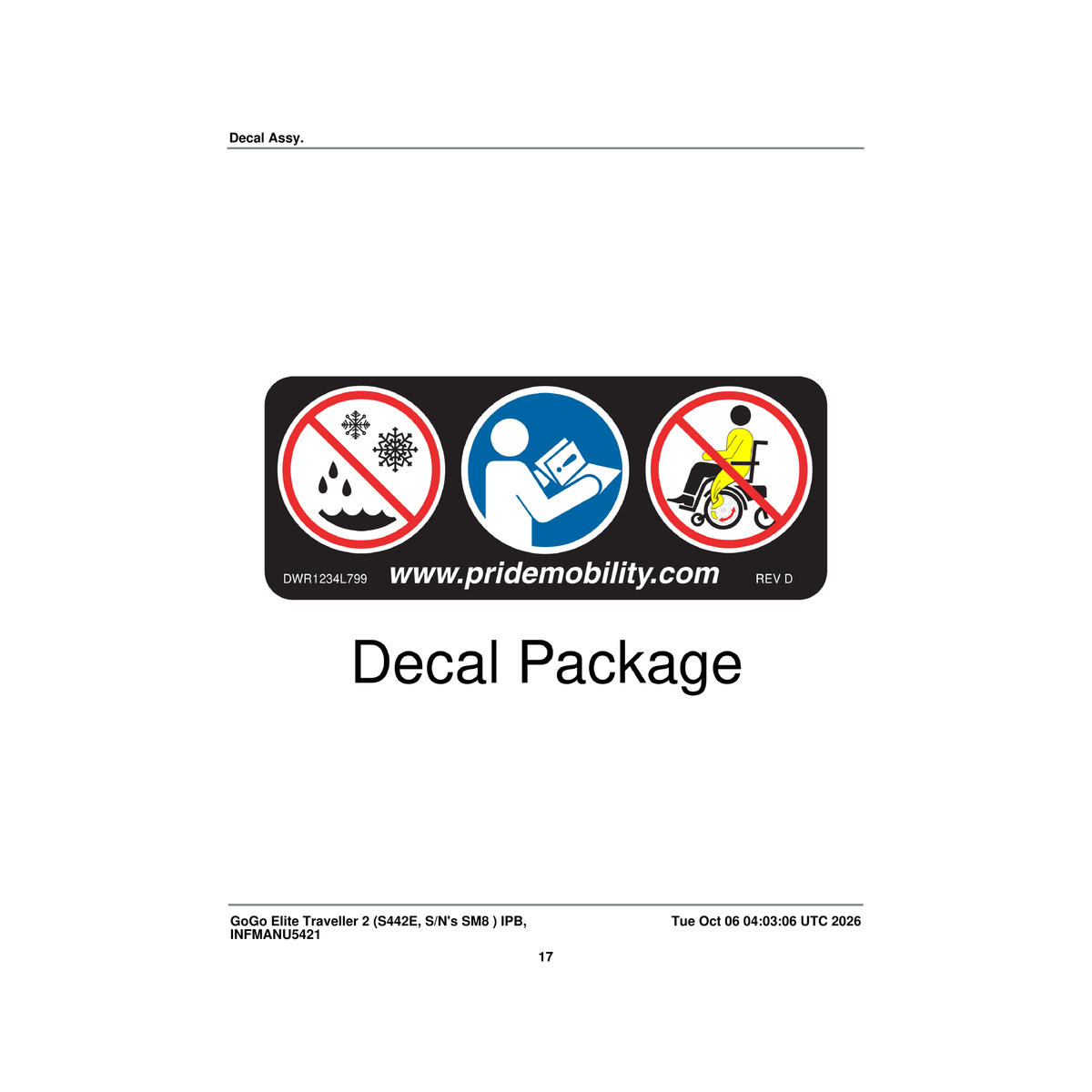 Pride Mobility LAB2300874 aesthetic decal phone number and website parts diagram