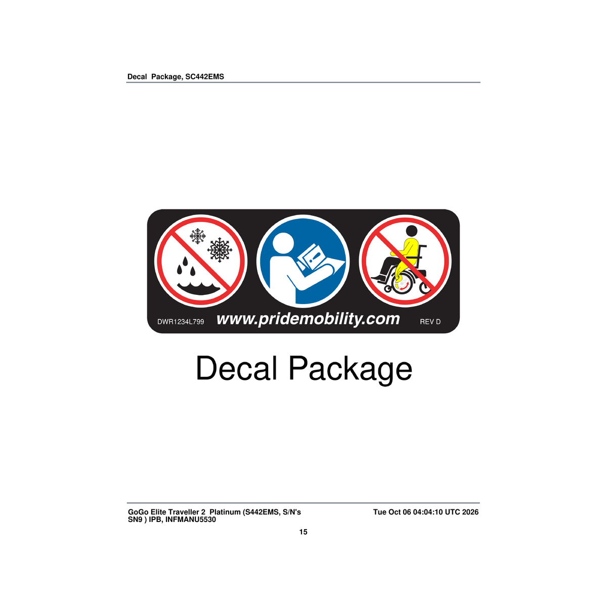 Pride Mobility LAB2407314 aesthetic decal platinum parts diagram