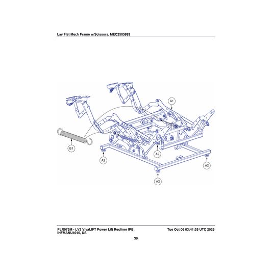 Pride Mobility LLGCHRM1011 hex leg leveler parts diagram