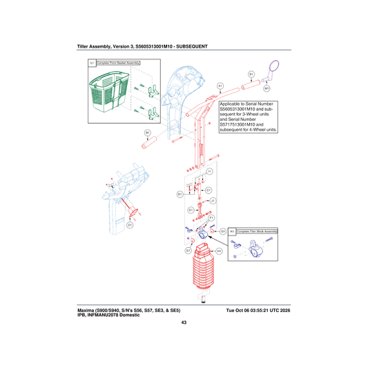 Pride Mobility MEC134539 infinite adjustment tiller block tiller assembly parts diagram