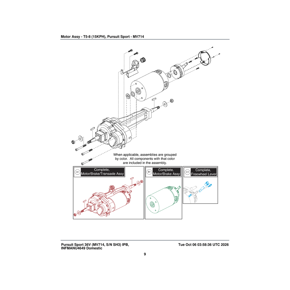 Pride Mobility MEC136249 lever freewheel assembly t5-8 parts diagram