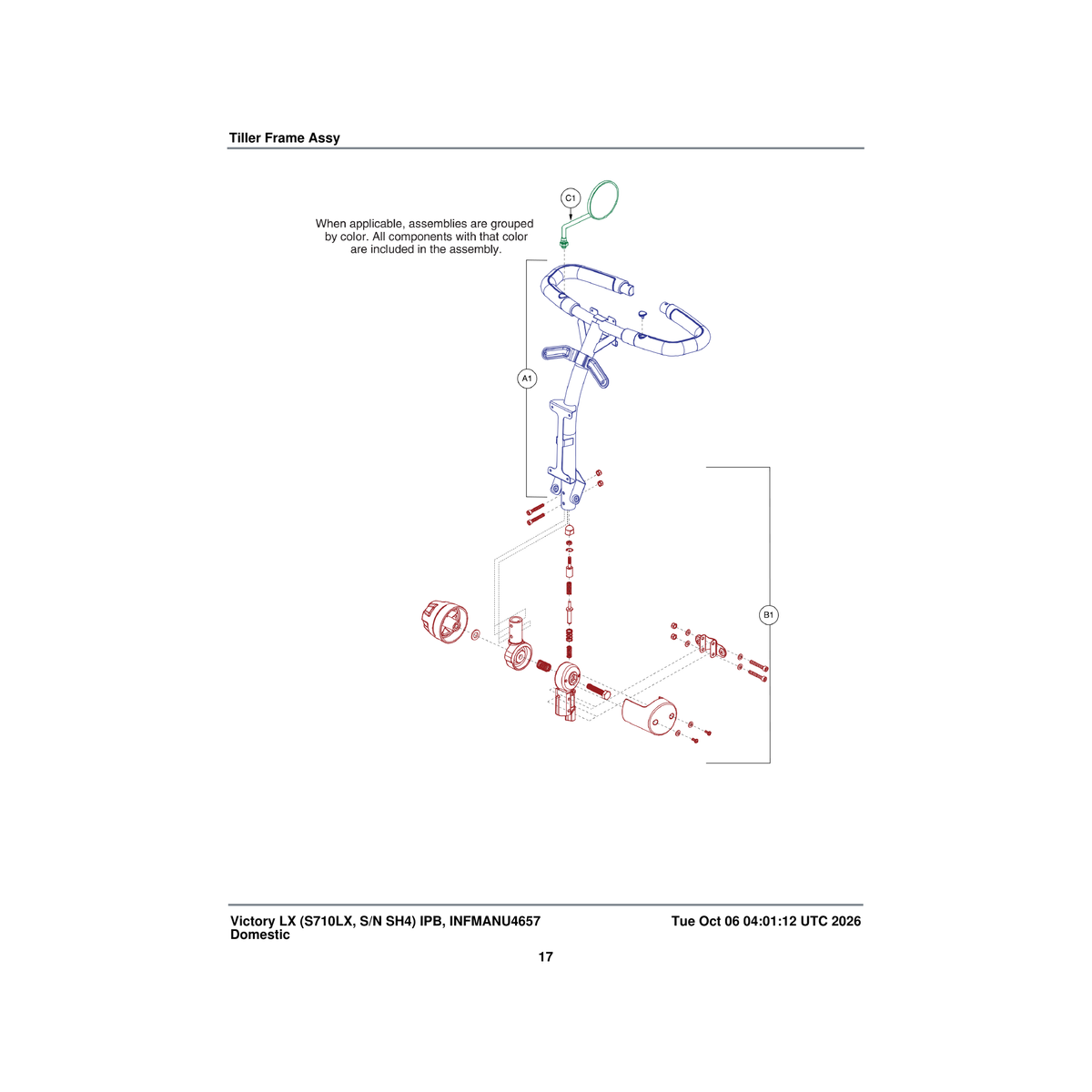 Pride Mobility MEC138569 delta tiller assembly victory lx parts diagram