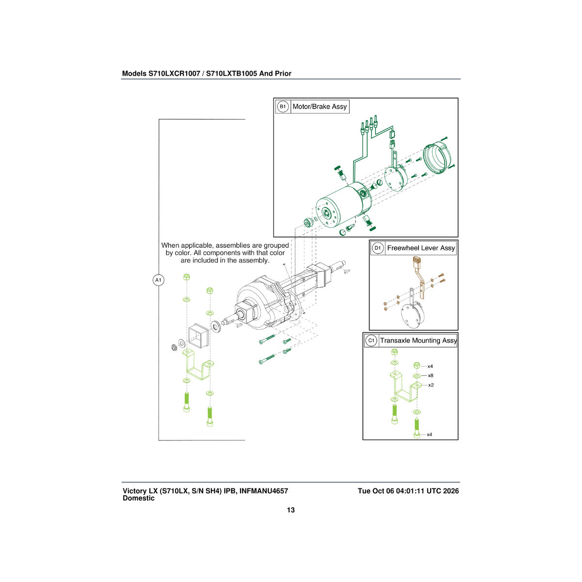Pride Mobility MEC138583 lever freewheel assembly victory lx parts diagram