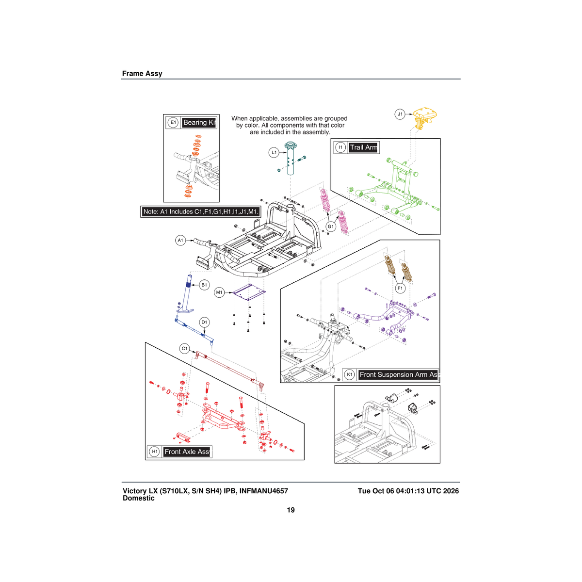 Pride Mobility MEC143967 aluminum body front suspension yellow rate 160 lbs/in parts diagram