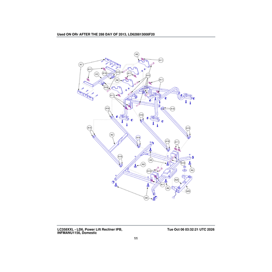 Pride Mobility MEC152495 t-bracket frame assembly dual motor weldment lc358xxl 20 3/8 parts diagram