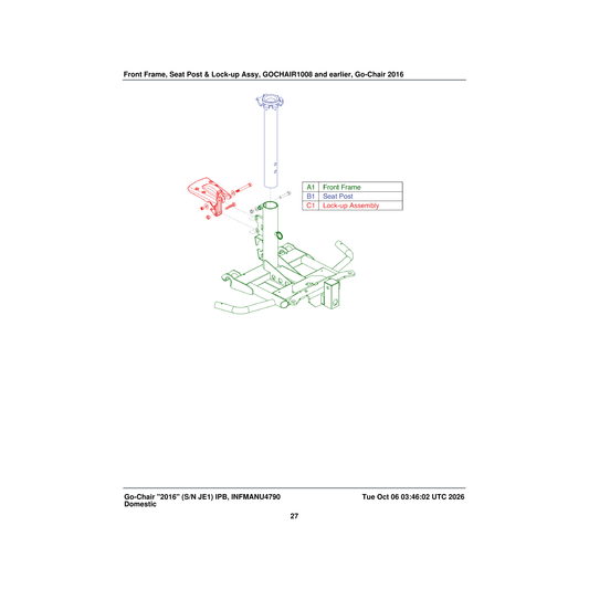 Pride Mobility MEC153011 front frame weldment parts diagram