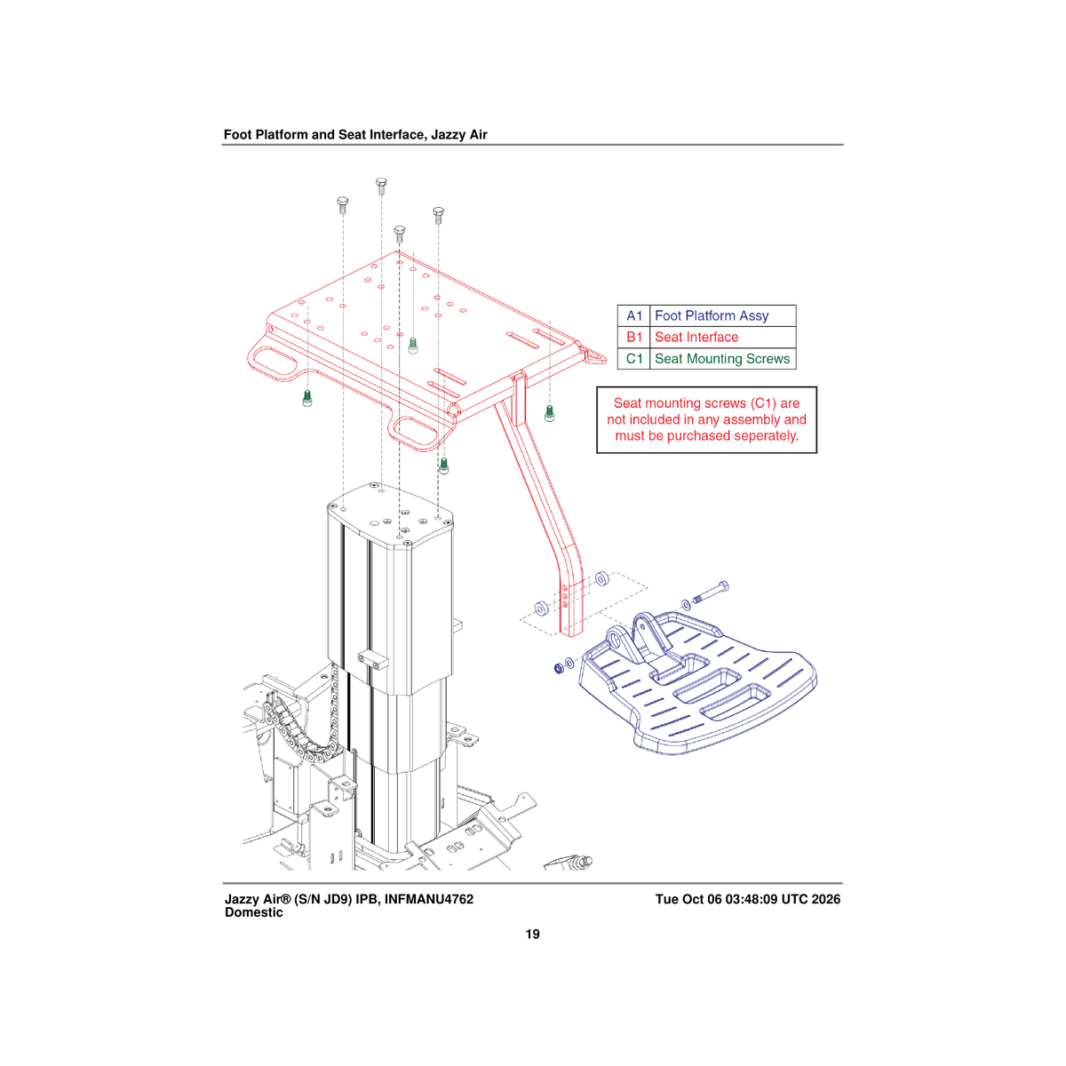 Pride Mobility MEC160111 seat interface assembly jazzy air parts diagram