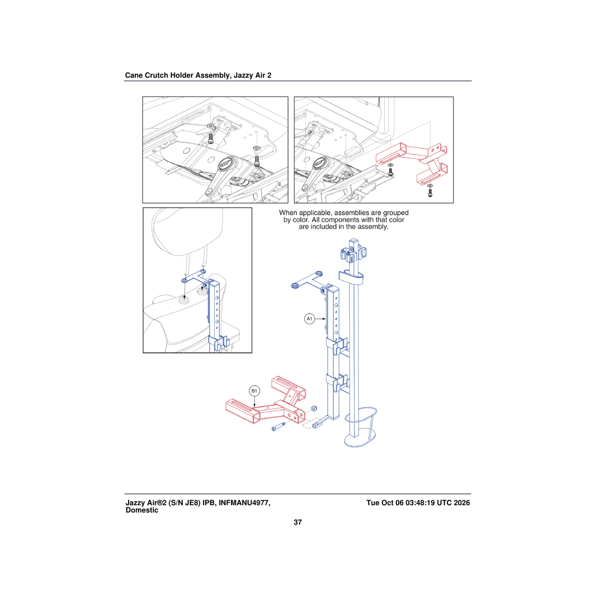 Pride Mobility MEC165273 accessory tube weldment jazzy air parts diagram