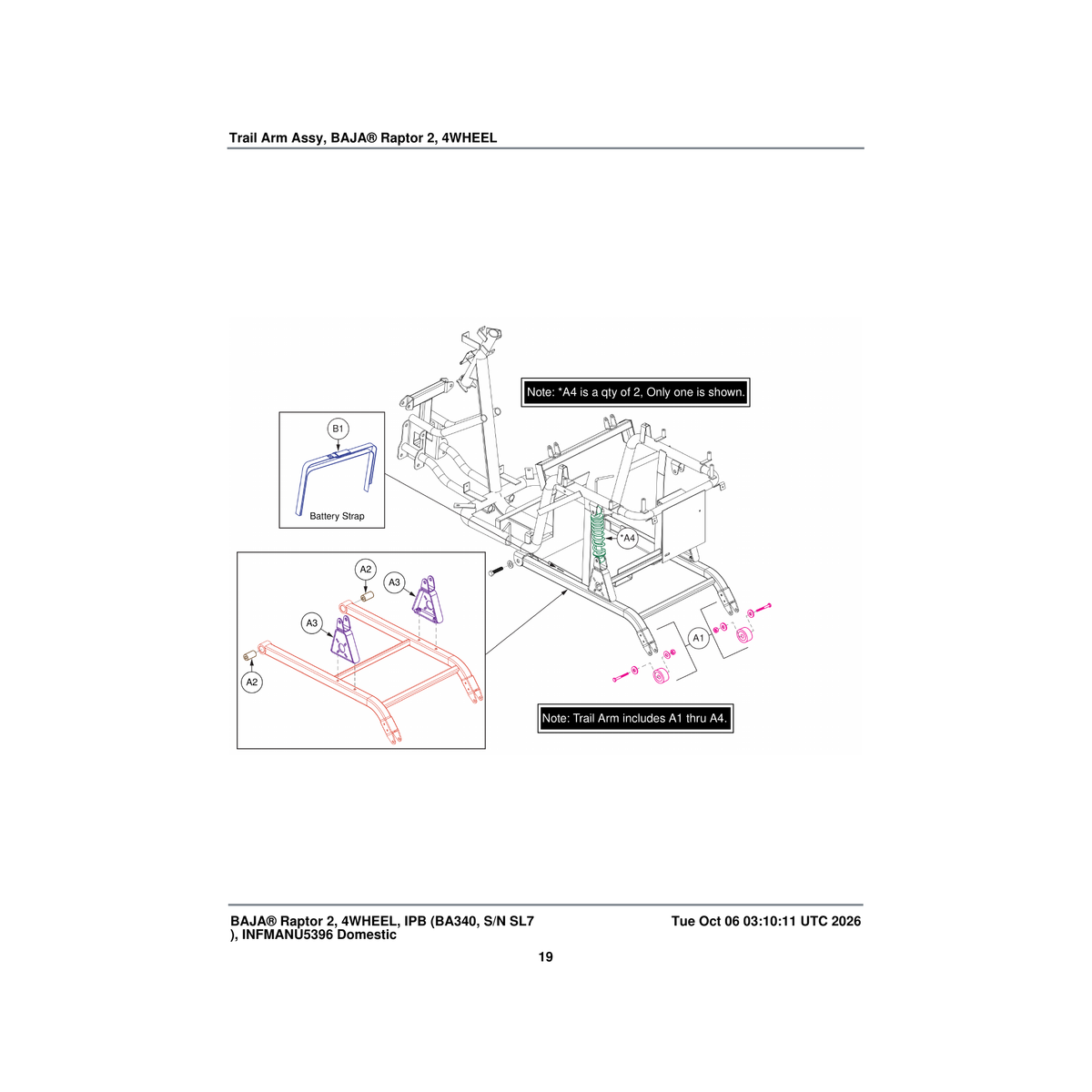 Pride Mobility MEC1702558 assembly trail arm parts diagram