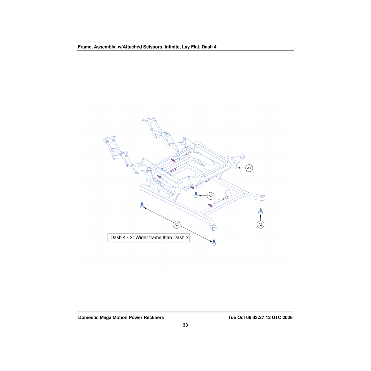 Pride Mobility MEC1702565 with attached split ottoman scissors frame assembly lift parts diagram