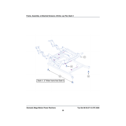 Pride Mobility MEC1702565 with attached split ottoman scissors frame assembly lift parts diagram