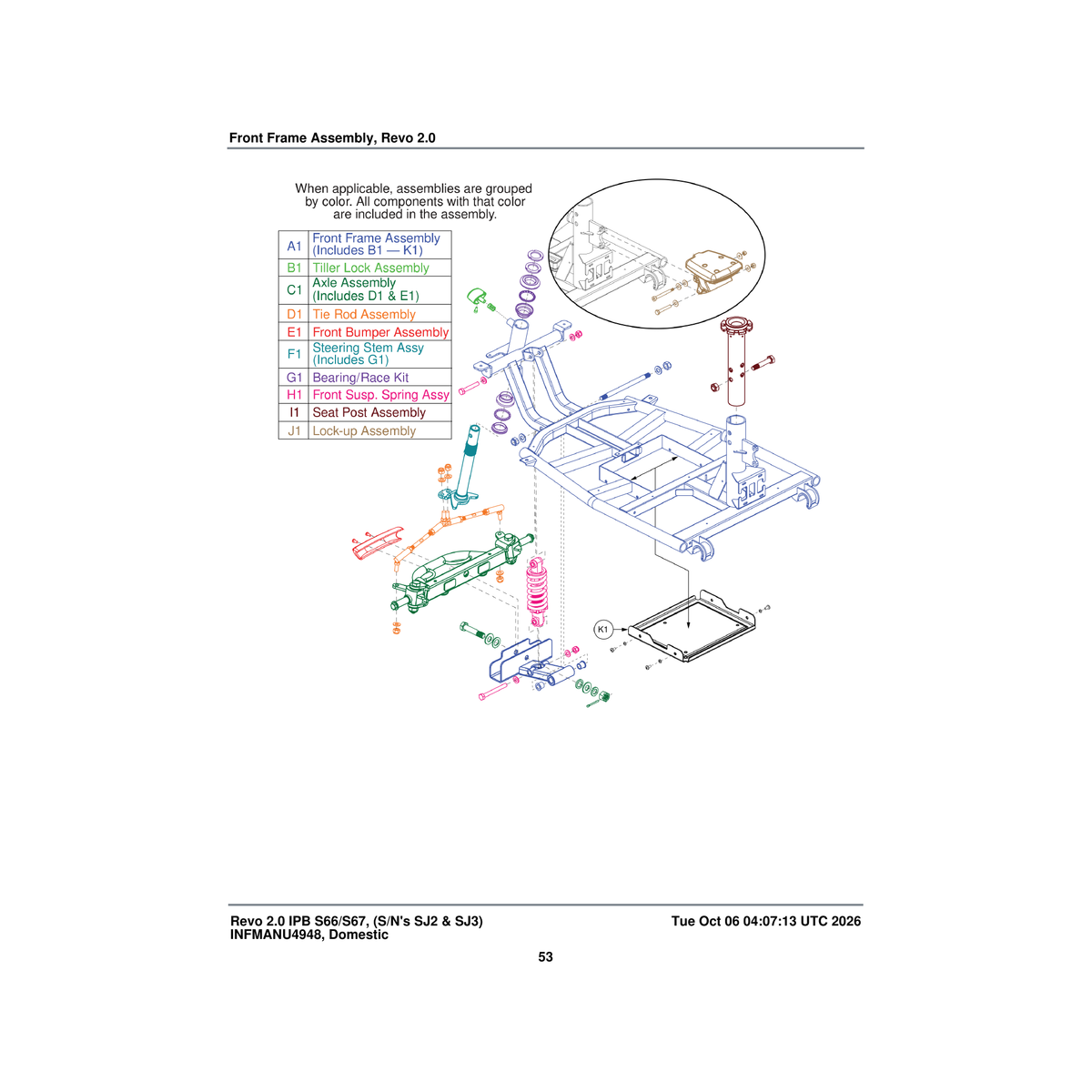 Pride Mobility MEC1703640 4 wheel steering stem assembly parts diagram