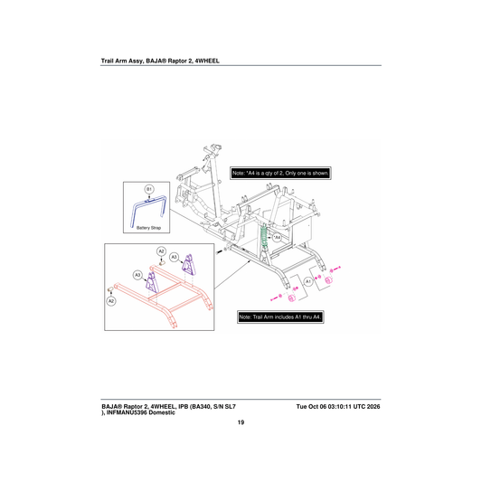Pride Mobility MEC1703745 anti tip bracket sub assembly parts diagram