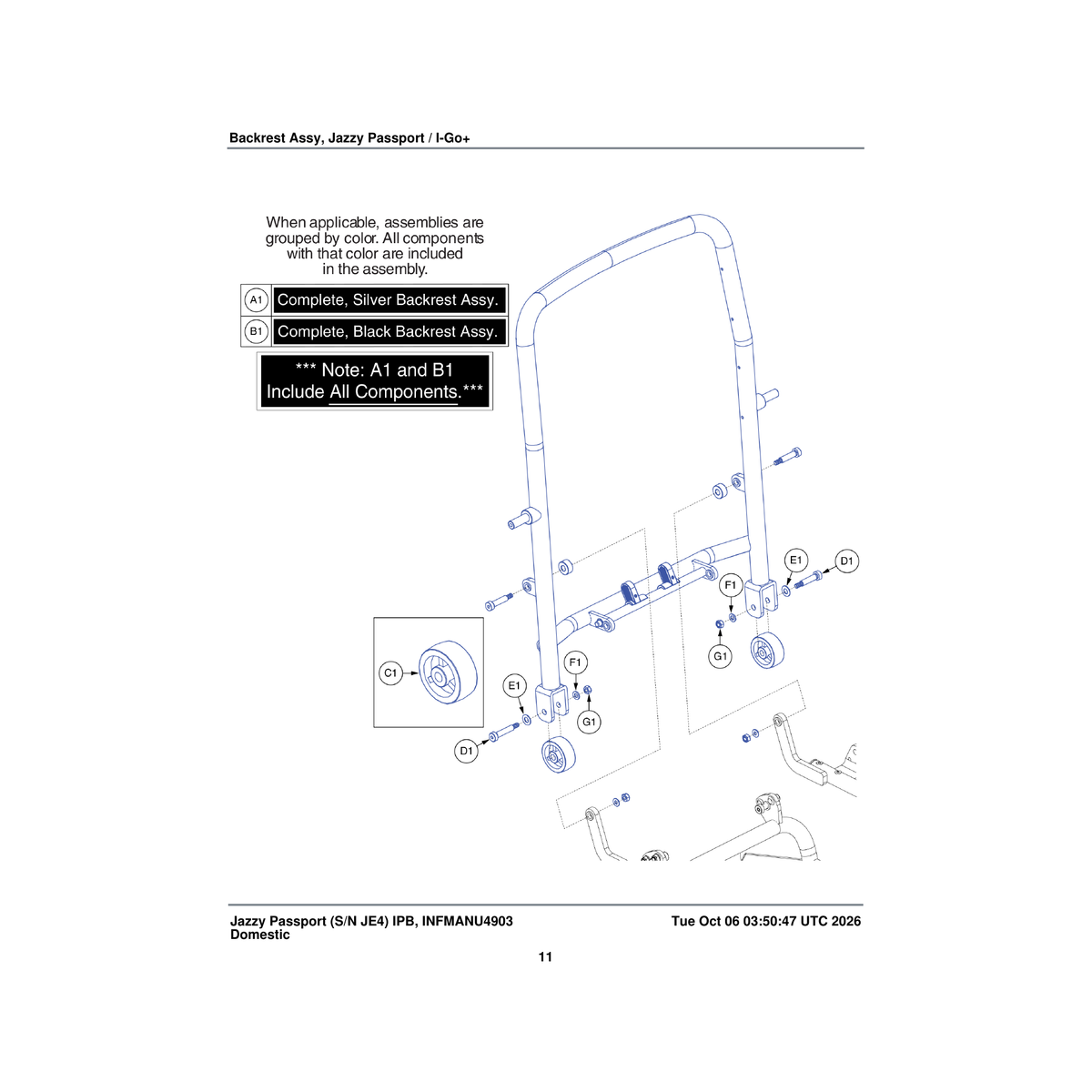 Pride Mobility MEC1704801-EBK1 backrest frame assembly pec-blk-01 parts diagram