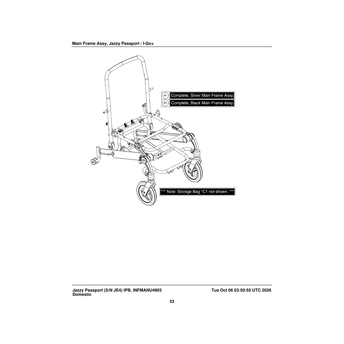 Pride Mobility MEC1712214 main frame assembly decal parts diagram