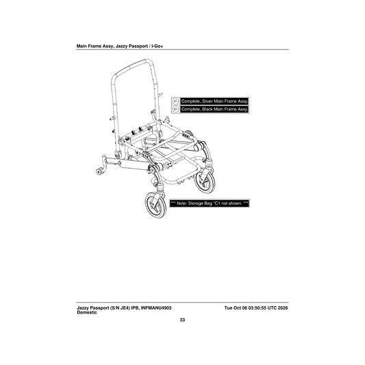Pride Mobility MEC1712214 main frame assembly decal parts diagram