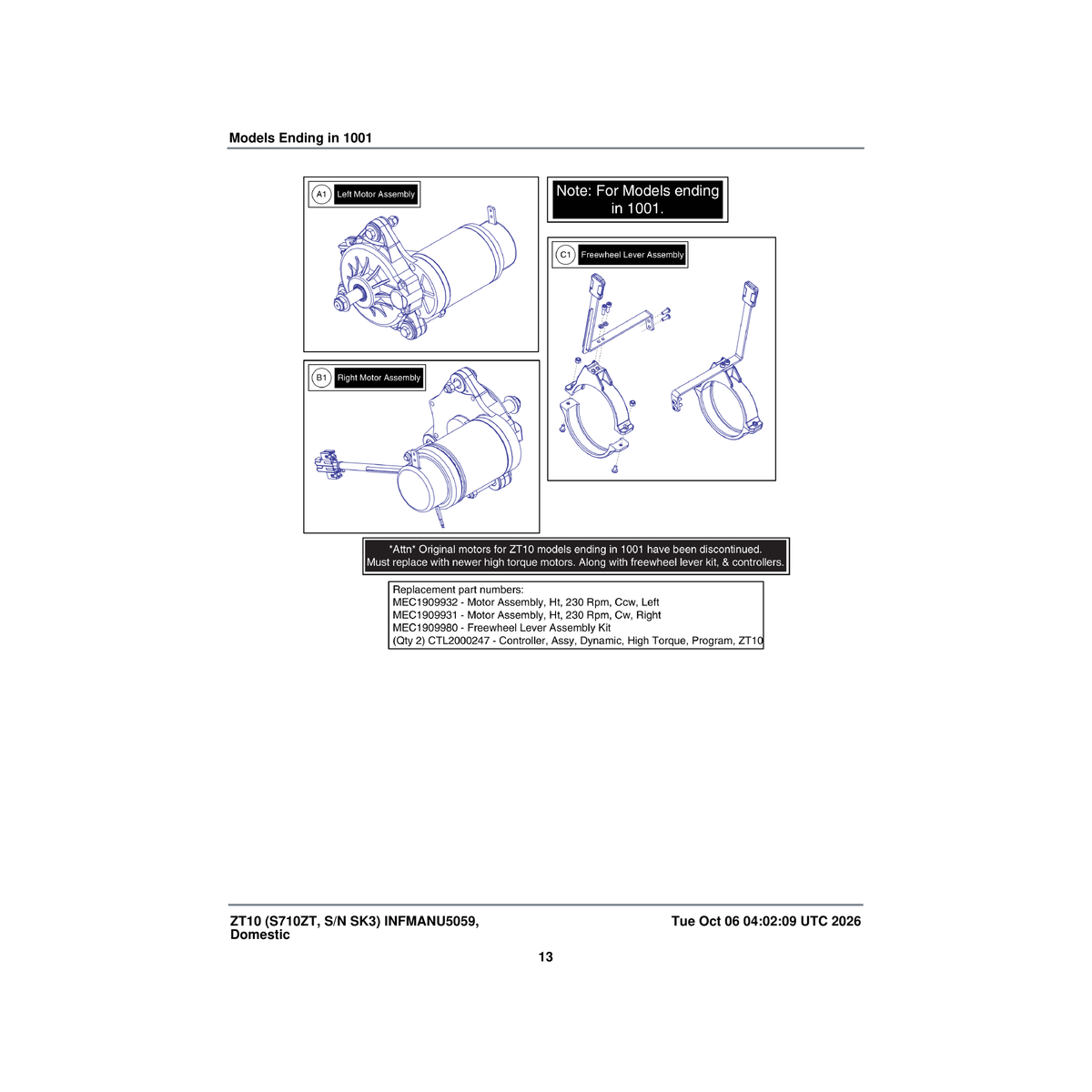 Pride Mobility MEC1803334 freewheel lever assembly kit parts diagram