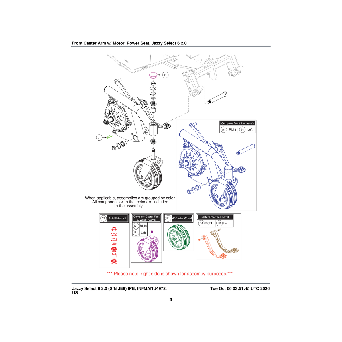 Pride Mobility MEC1806012 front arm assembly left pes select 6 parts diagram