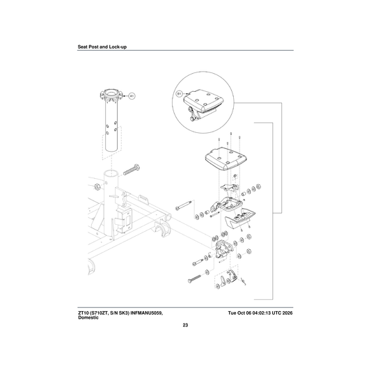 Pride Mobility MEC1810180 lock-up release handle assembly zt-10 parts diagram