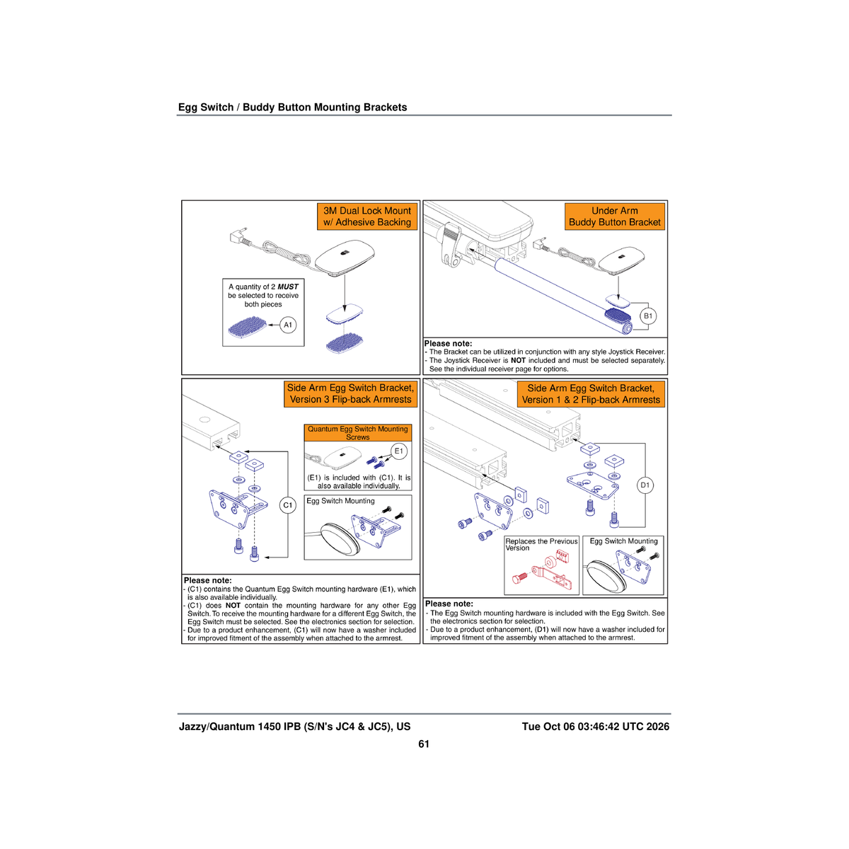 Pride Mobility MEC1810667 side arm mounting bracket for egg switch flip-back arm parts diagram