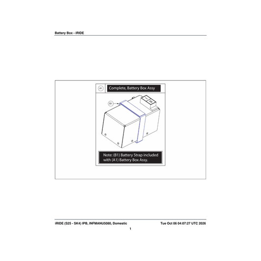Pride Mobility MEC1901028 battery box assembly lithium parts diagram