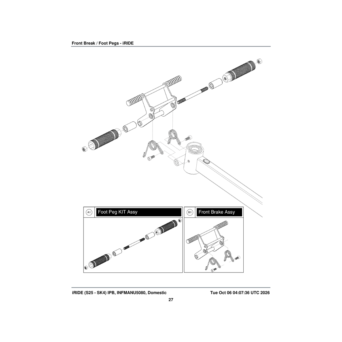 Pride Mobility MEC1903852 foot peg kit parts diagram