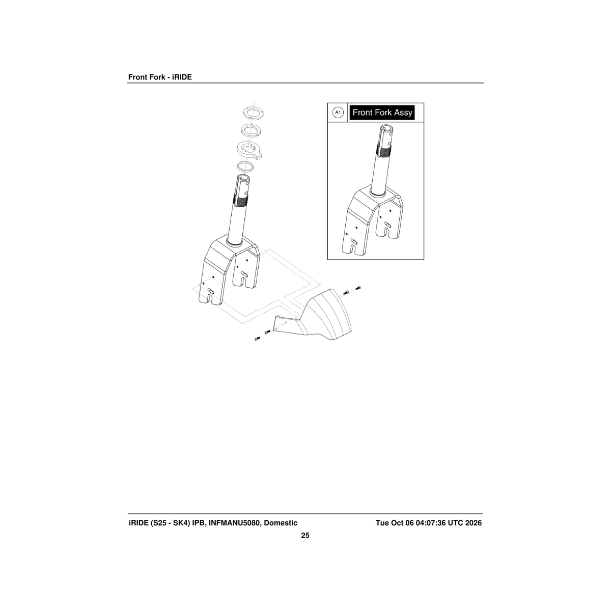 Pride Mobility MEC1903869 fork assembly parts diagram
