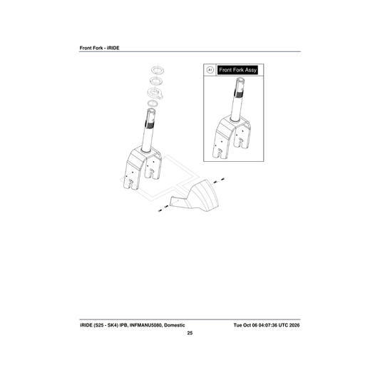 Pride Mobility MEC1903869 fork assembly parts diagram