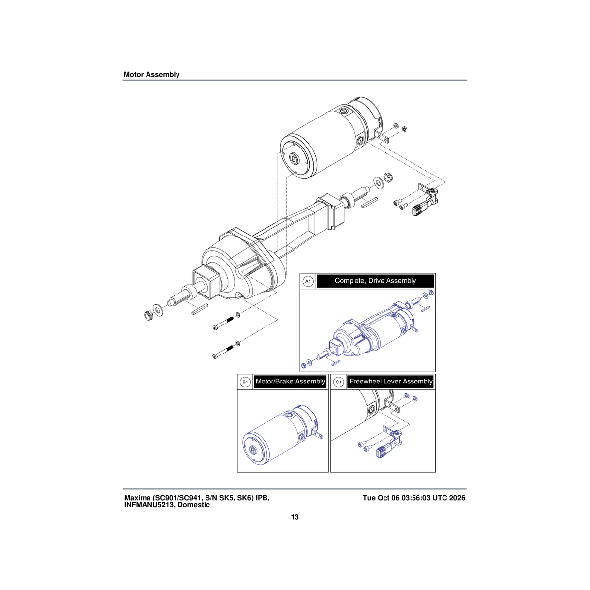 Pride Mobility MEC1904946 hinge freewheel lever assembly parts diagram