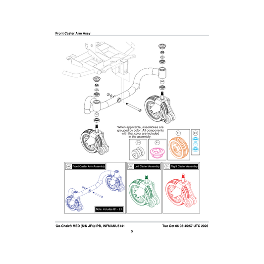 Pride Mobility MEC1906970 roller caster parts diagram