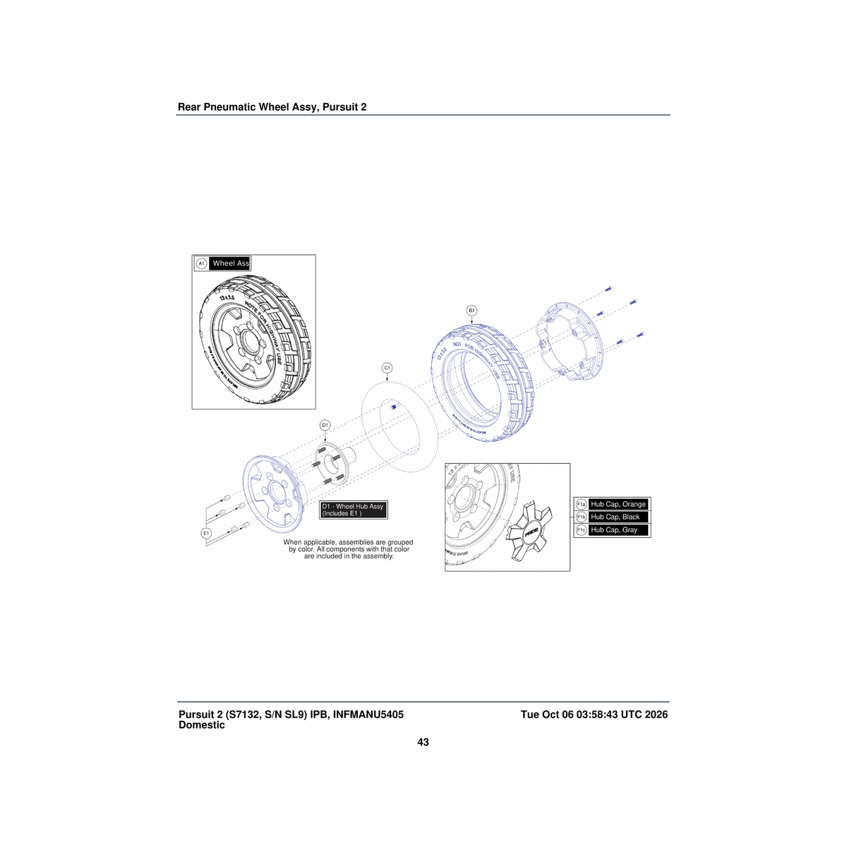 Pride Mobility MEC1907743 wheel hub assembly tapered rear parts diagram