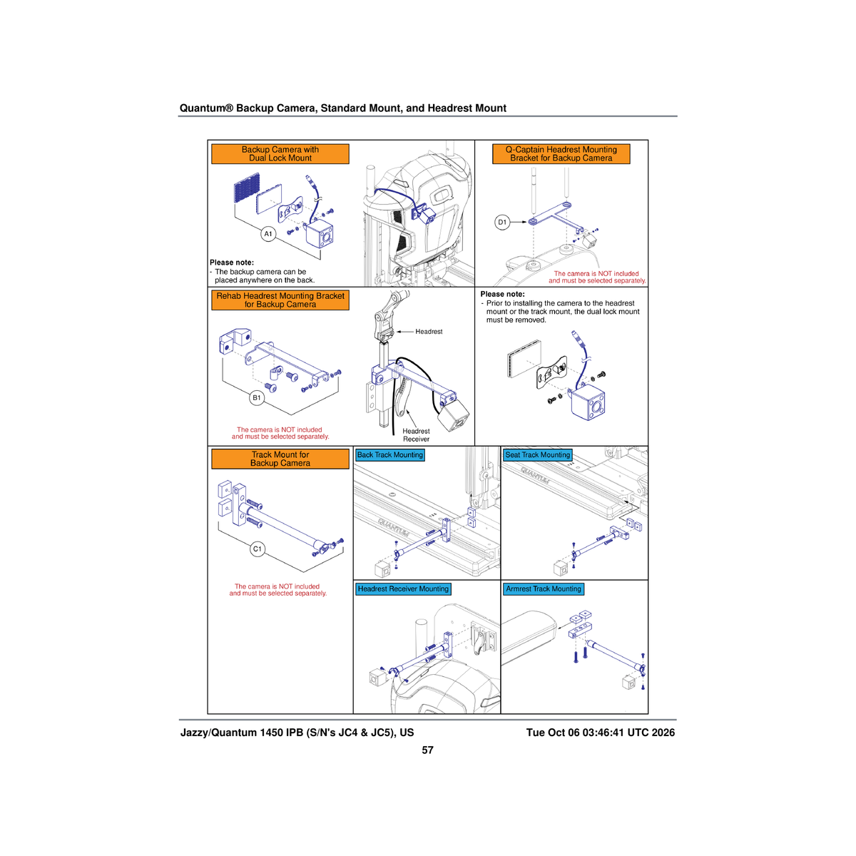Pride Mobility MEC1910373 standard camera bracket assembly parts diagram