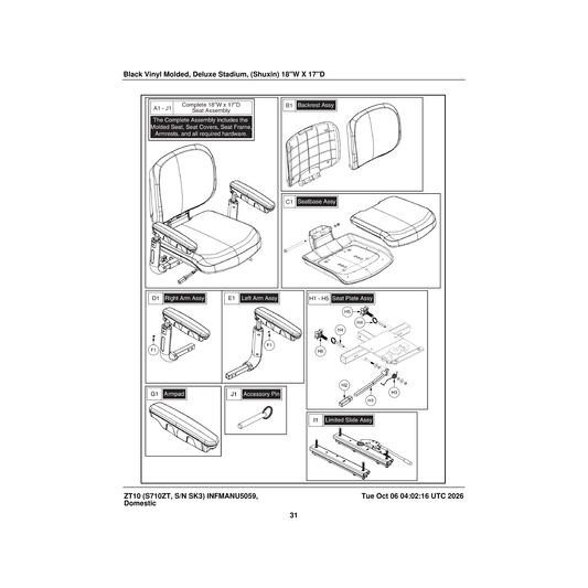 Pride Mobility MEC2002771 left armrest assembly parts diagram
