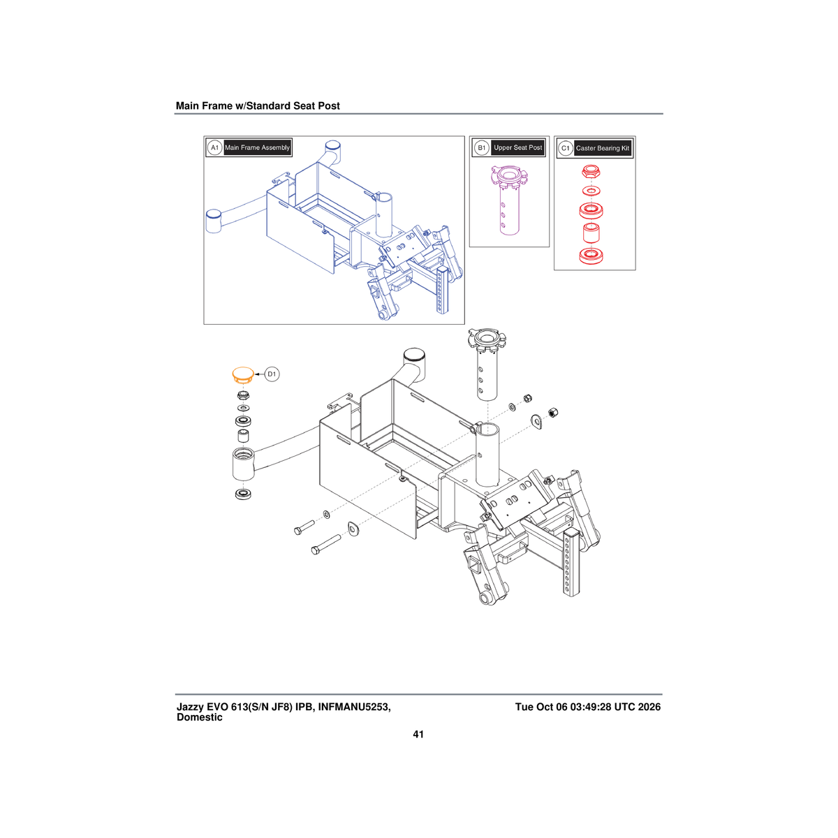 Pride Mobility MEC2003972 frame assembly parts diagram