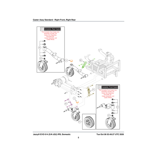 Pride Mobility MEC2005896 6-inch caster fork assembly right parts diagram