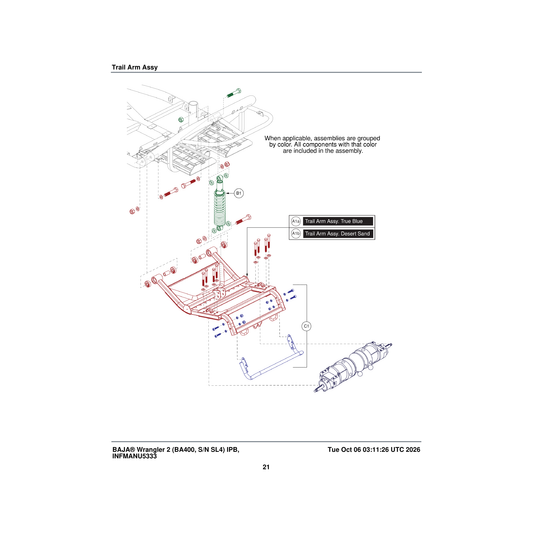 Pride Mobility MEC2006144 wrangler rear shock assembly 198 lb-in 11 inch length parts diagram