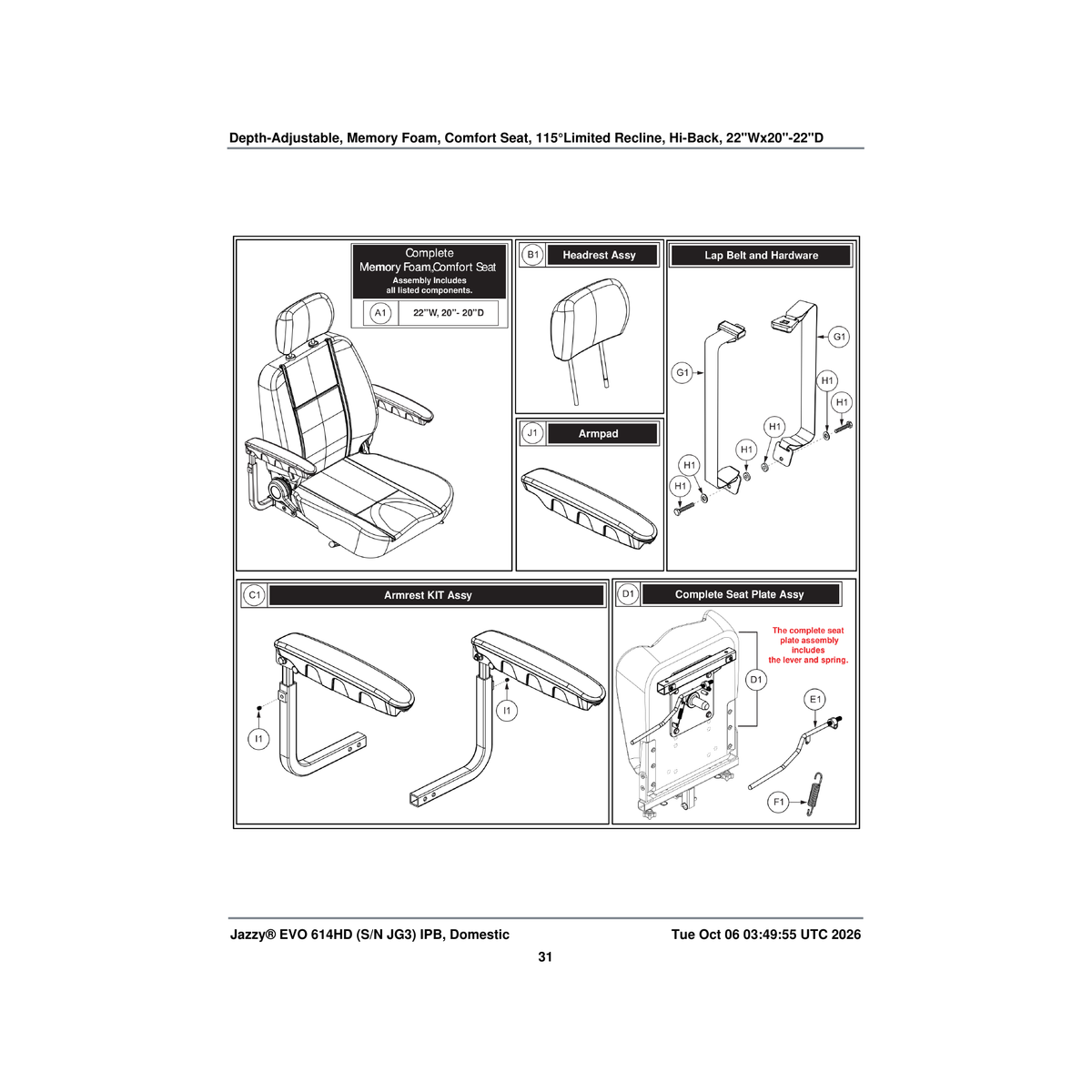Pride Mobility MEC2100406 seat plate assembly hd elr tube parts diagram