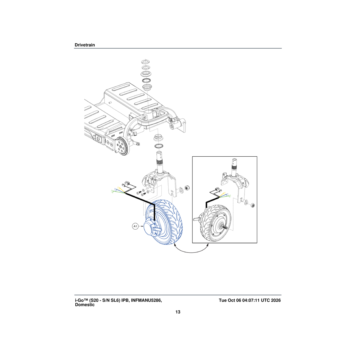 Pride Mobility MEC2102207 hub motor assembly parts diagram