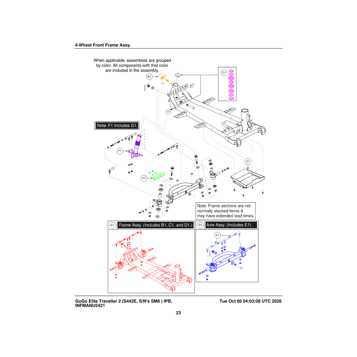 Pride Mobility MEC2102996 front axle assembly parts diagram