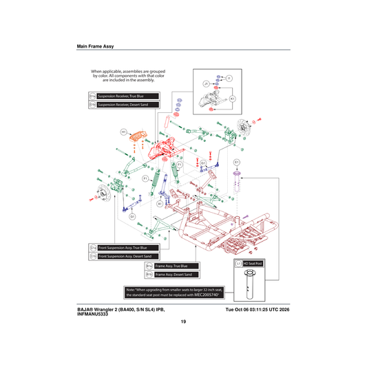 Pride Mobility MEC2107463 front suspension frame assembly dual a-arm mv600 cbu6 parts diagram