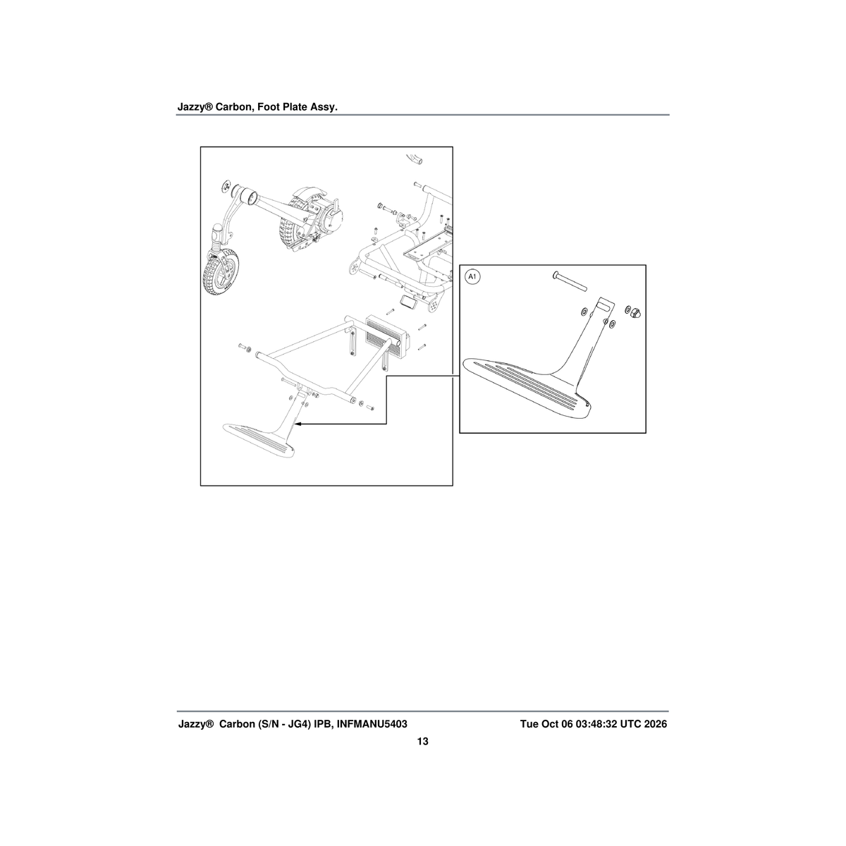 Pride Mobility MEC2200066 footplatform jazzy carbon (innuovo:5515-115) parts diagram