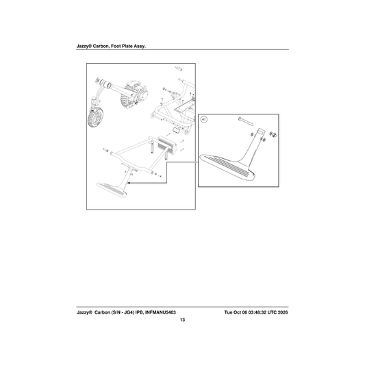 Pride Mobility MEC2200066 footplatform jazzy carbon (innuovo:5515-115) parts diagram