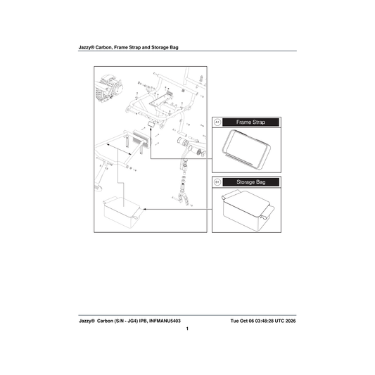 Pride Mobility MEC2200067 frame strap jazzy carbon (innuovo:5515-106) parts diagram