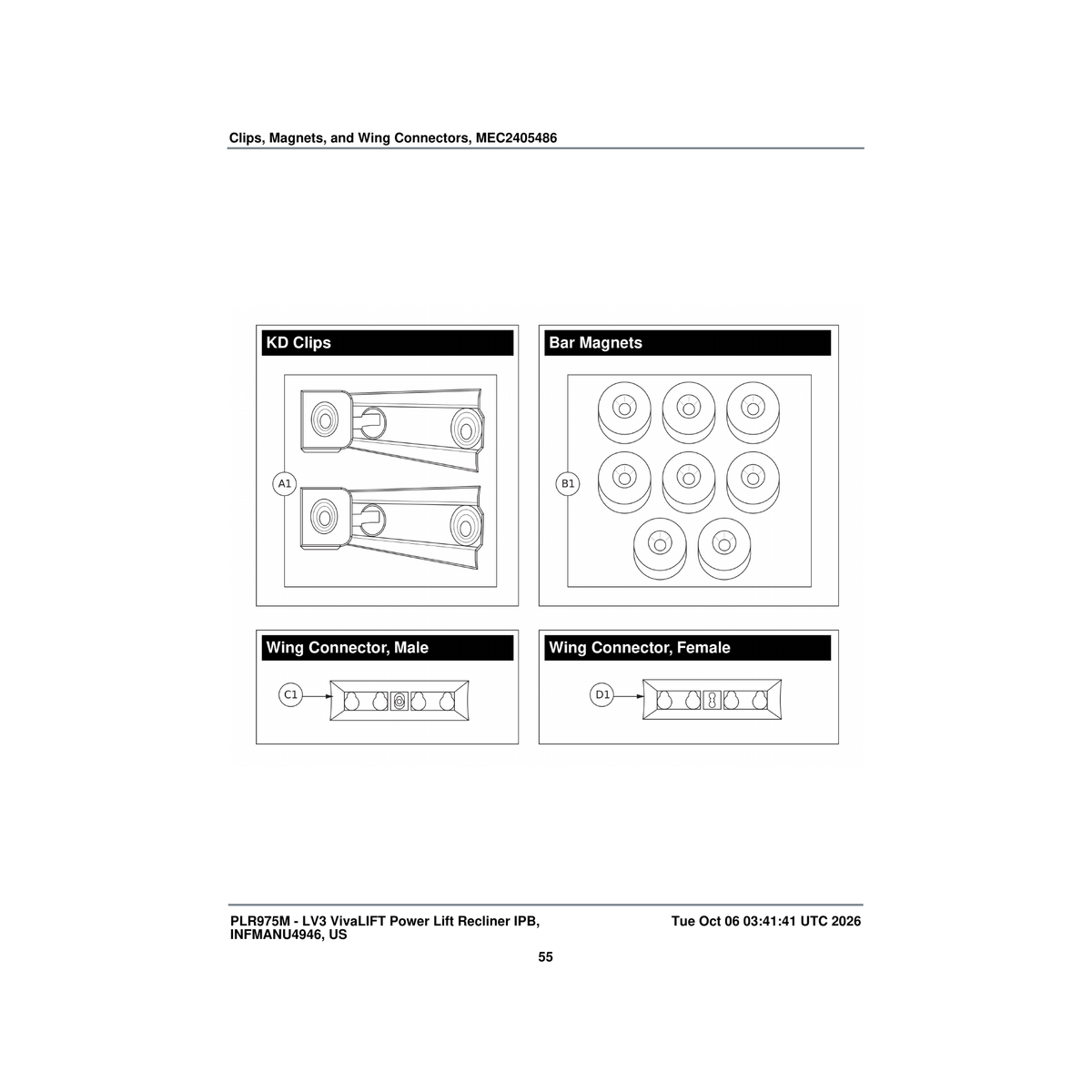 Pride Mobility MEC2201371 wing wing connector male (hhc -ae-0101) parts diagram