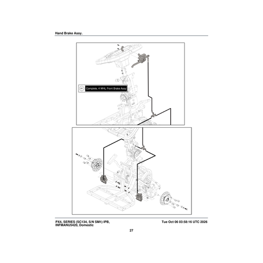 Pride Mobility MEC2201498 hydraulic handbrake assembly with lever right cx4 parts diagram
