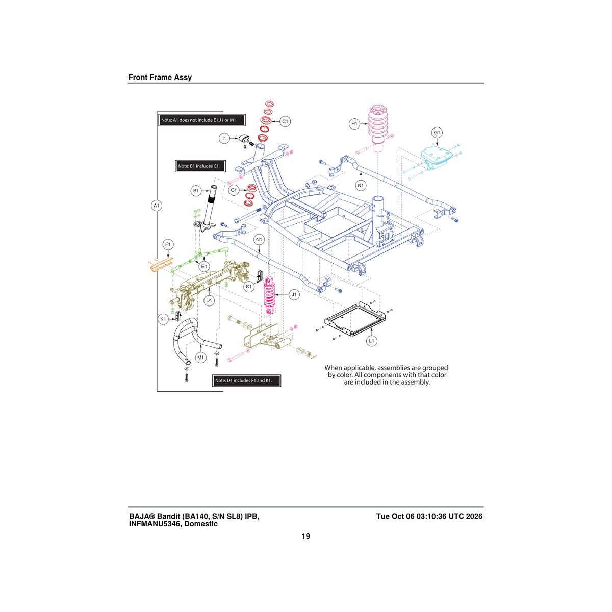 Pride Mobility MEC2204144 front bumper assembly parts diagram